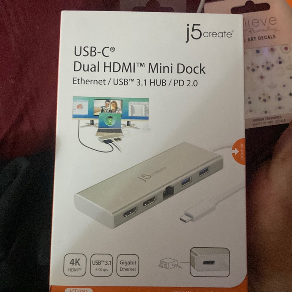 J5 USB-C Dual HDMI mini Dock Ethernet/USB 3.1 HUB / PD 2.0